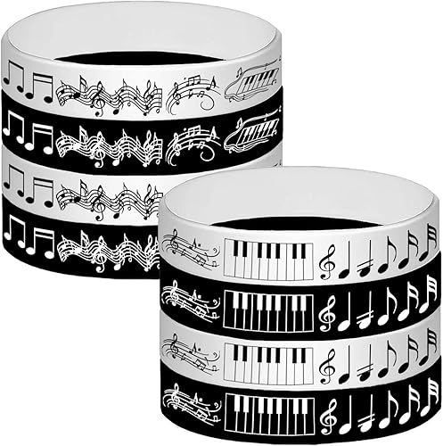 Miniatura 5 de 24 pulseras de silicona con notas de piano - Coro/recuerdos de fiesta musical/premio de música/decoraciones de fiesta de dulces de música,
