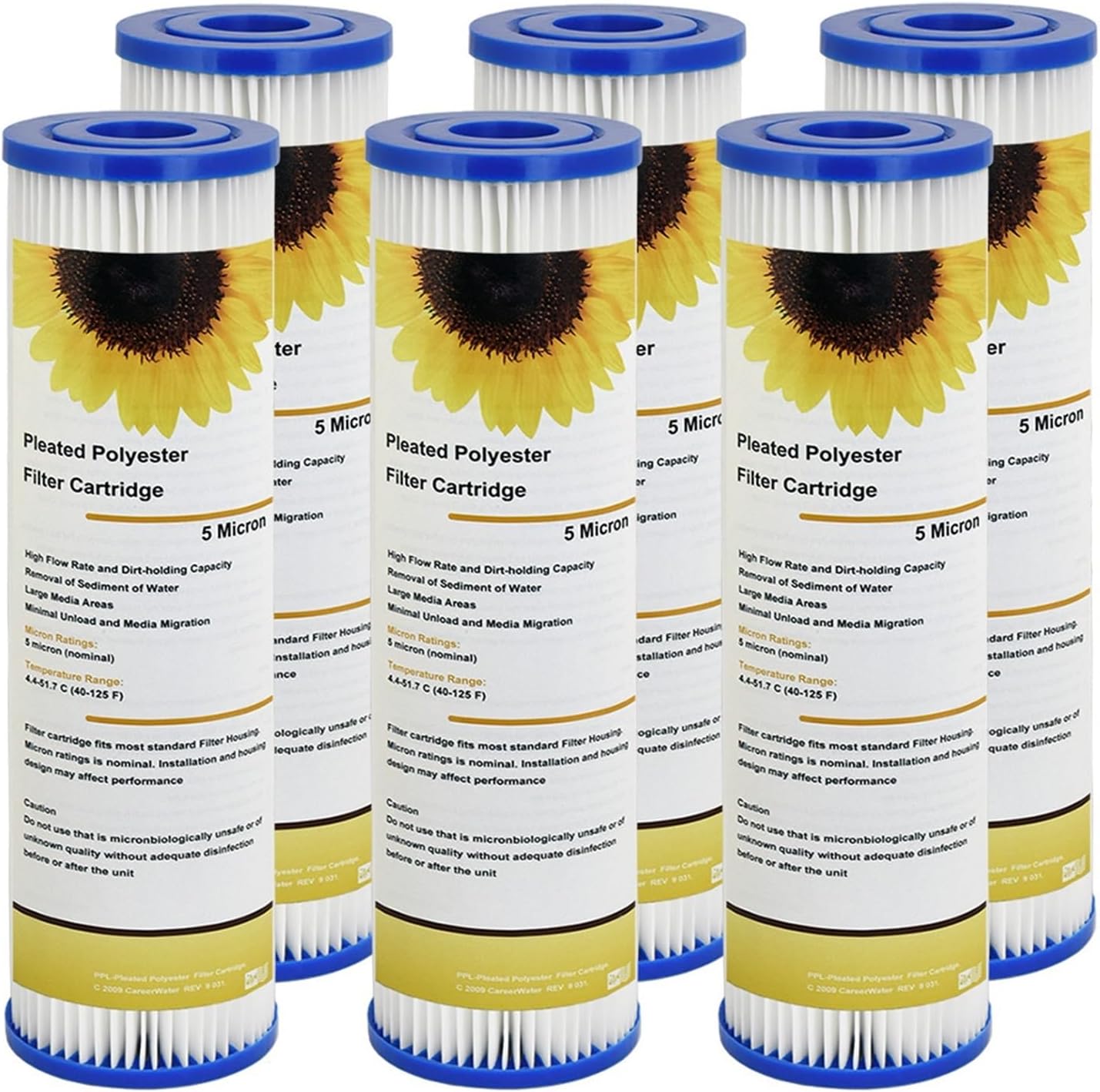 Compatible For Coronwater 10" X 2.5" Pleated Sediment Water Filter Cartridge 6 Pack For Home Purification System(50 Micron)