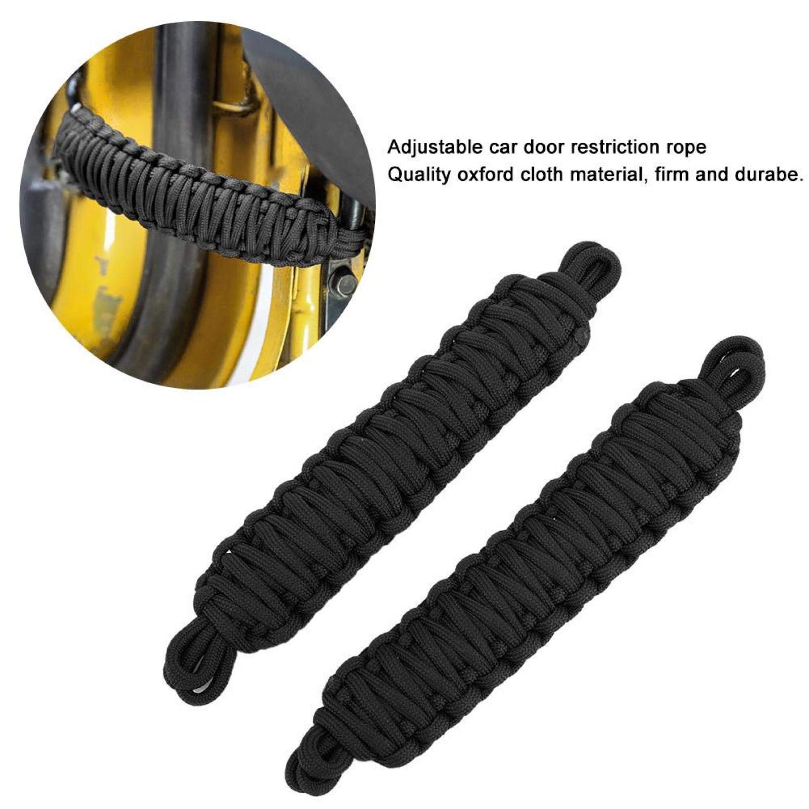 Cinghie Ferma Porta Auto In Tessuto Oxford - Ricambio Per Jeep TJ 1997-2006 (2 Pezzi, Nero) - 3