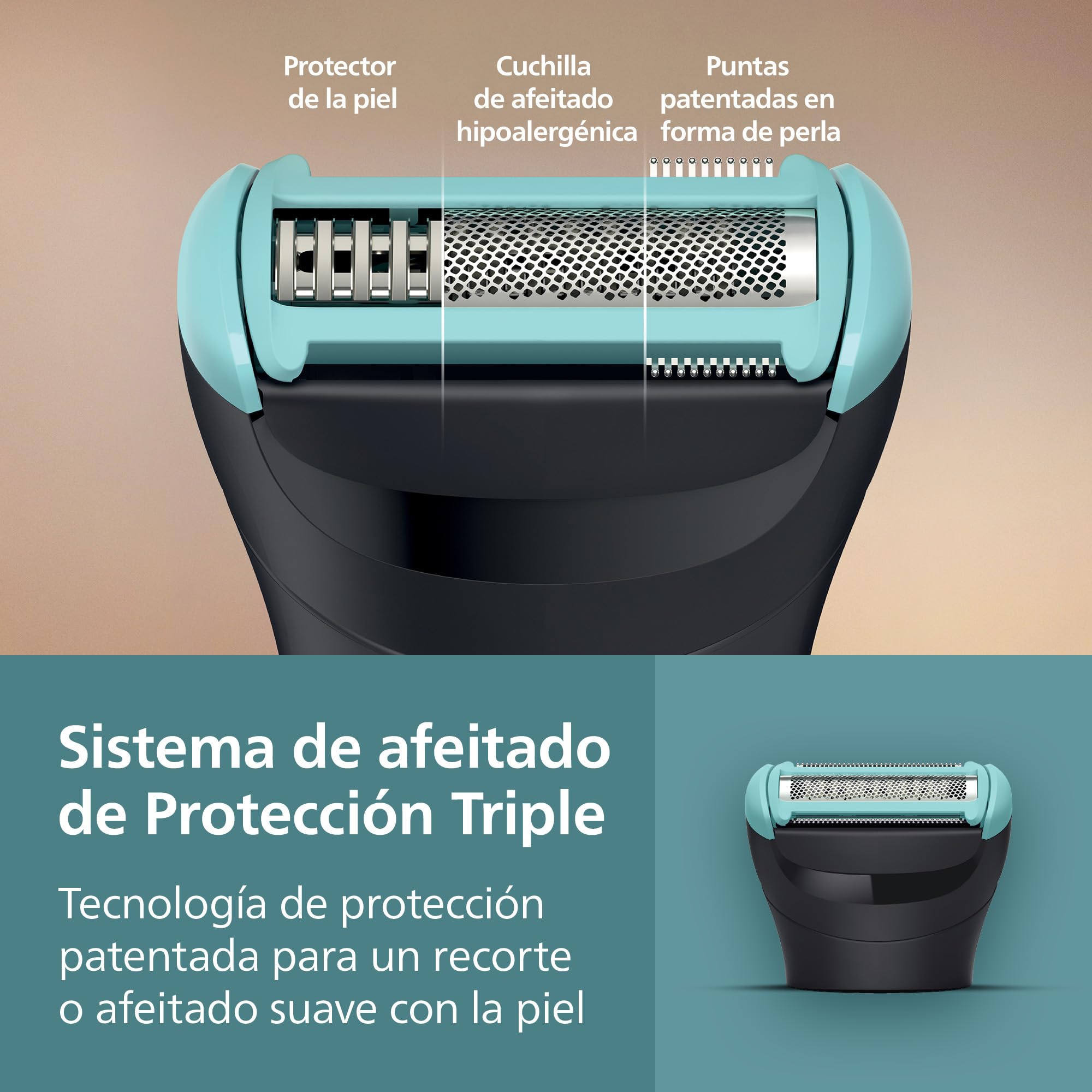 Philips Afeitadora Corporal Series 5000 - Recortadora para Hombre con Sistema Triple Protect, Afeita y Recorta la Zona Íntima, Apta para la Ducha, 100 min. de autonomía. BG5485/30