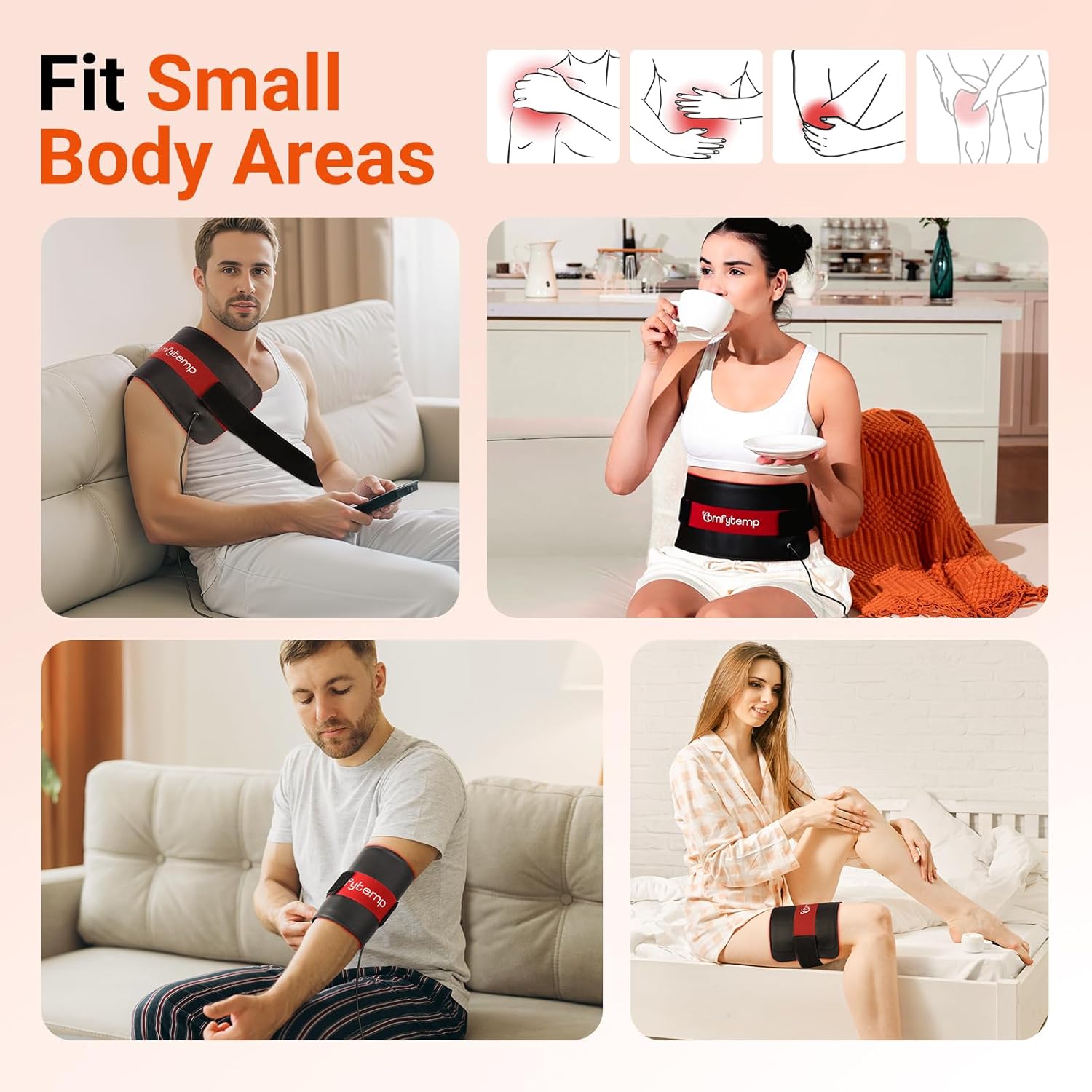 Comfytemp Red Light Therapy for Body, 14.4'' x 6.1'' Near Infrared Light Therapy Wrap, FSA Eligible HSA Flexible Soft Light Pad for Back Waist Belly Knee Joint Muscle, 660nm & Invisible 850nm(Corded) - Image 2