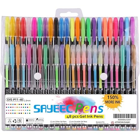 Marte Vanci Pop Gel Pens 48 Sets Fashion Candy Multicolored Metallic Neon Pastel Glitter Sparkly Pens Smooth Anti Skip For Students And Adults Writing Painting And Book Scraping Amazon Co Uk Office Products