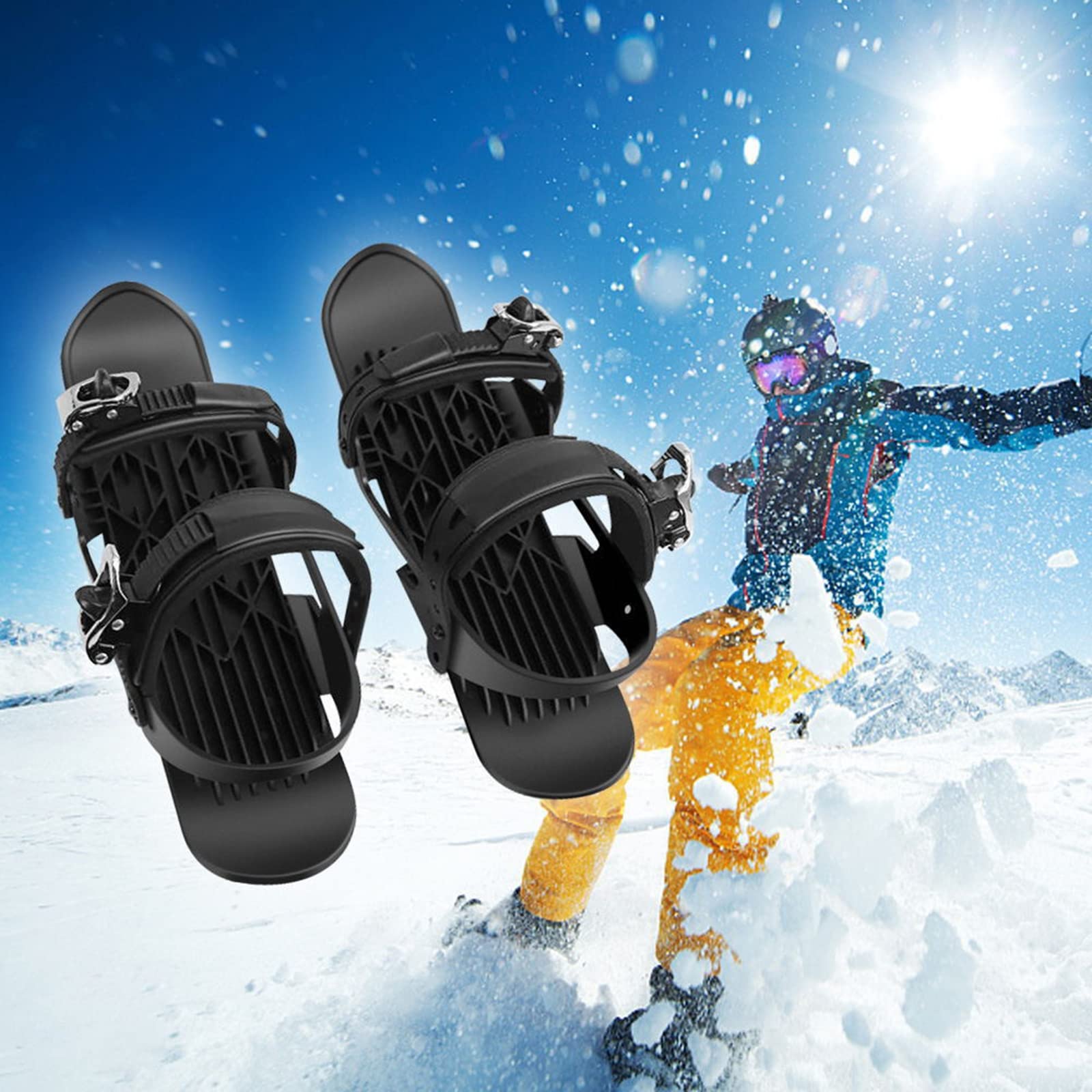 Mini buty snowboardowe Narty do butów zimowych Krótkie łyżwy Snowboard Skiboardy Zimowe sporty na świeżym powietrzu Snowboard Sled,Black