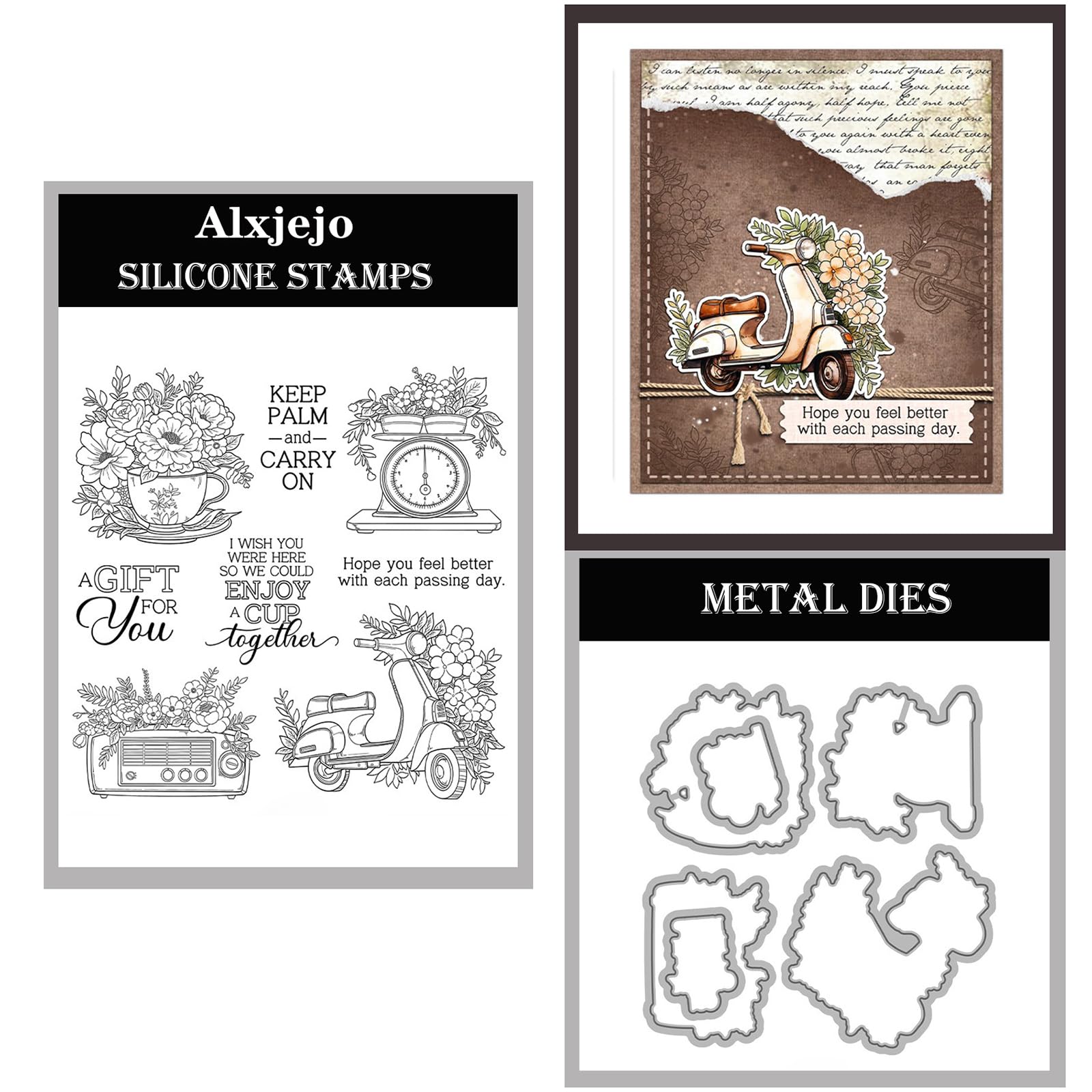Alxjejo Cutting Dies and Stamps Set 2024-2025-2026,Stamps and die for Card Making for DIY Birthdays, Thanksgiving Day, Valentine's Day, Scrapbooking, Art Craft, Festivals Greeting Card Album