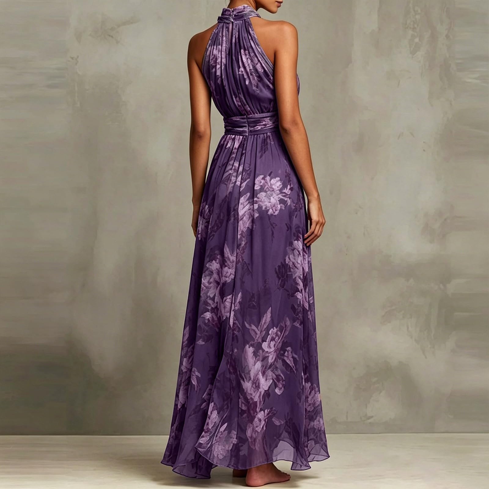 Vestiti Spalle Scoperte da Donna Abito Lungo Motivo Floreale Linea A Elegante Abito da Sera in Tulle Morbido E Traspiranti Vestito per Matrimonio Cocktail E Ballo