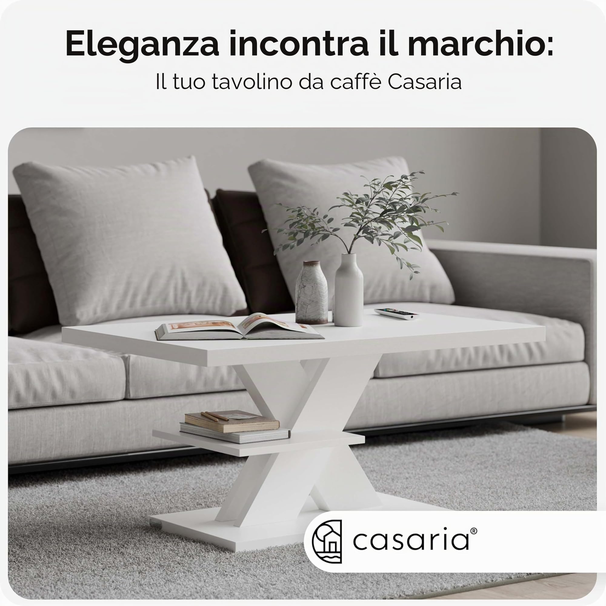 Casaria® Tavolino Detroit 90x60x45cm da Divano 2 Ripiani in Legno Carico Max 50kg Antigraffio Tavolo da Caffé Soggiorno Design Moderno