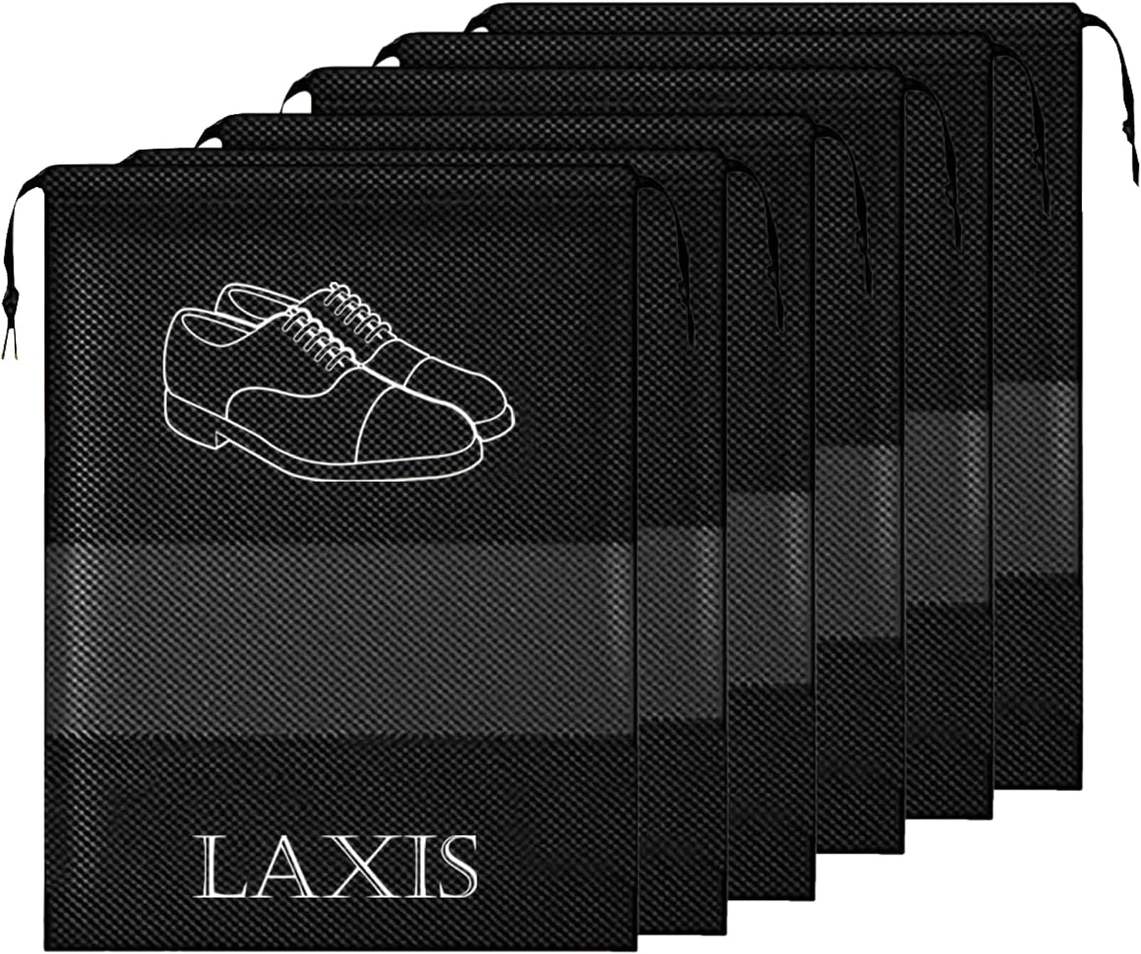 HOMFIL Brand - LAXIS - Shoe Bag for Travel & Storage Organizer for Women & Men | Travel Accessories Shoe Bags Pouches | Travel Shoe Cover for Travelling Travel Essentials (Black, Pack of 6)