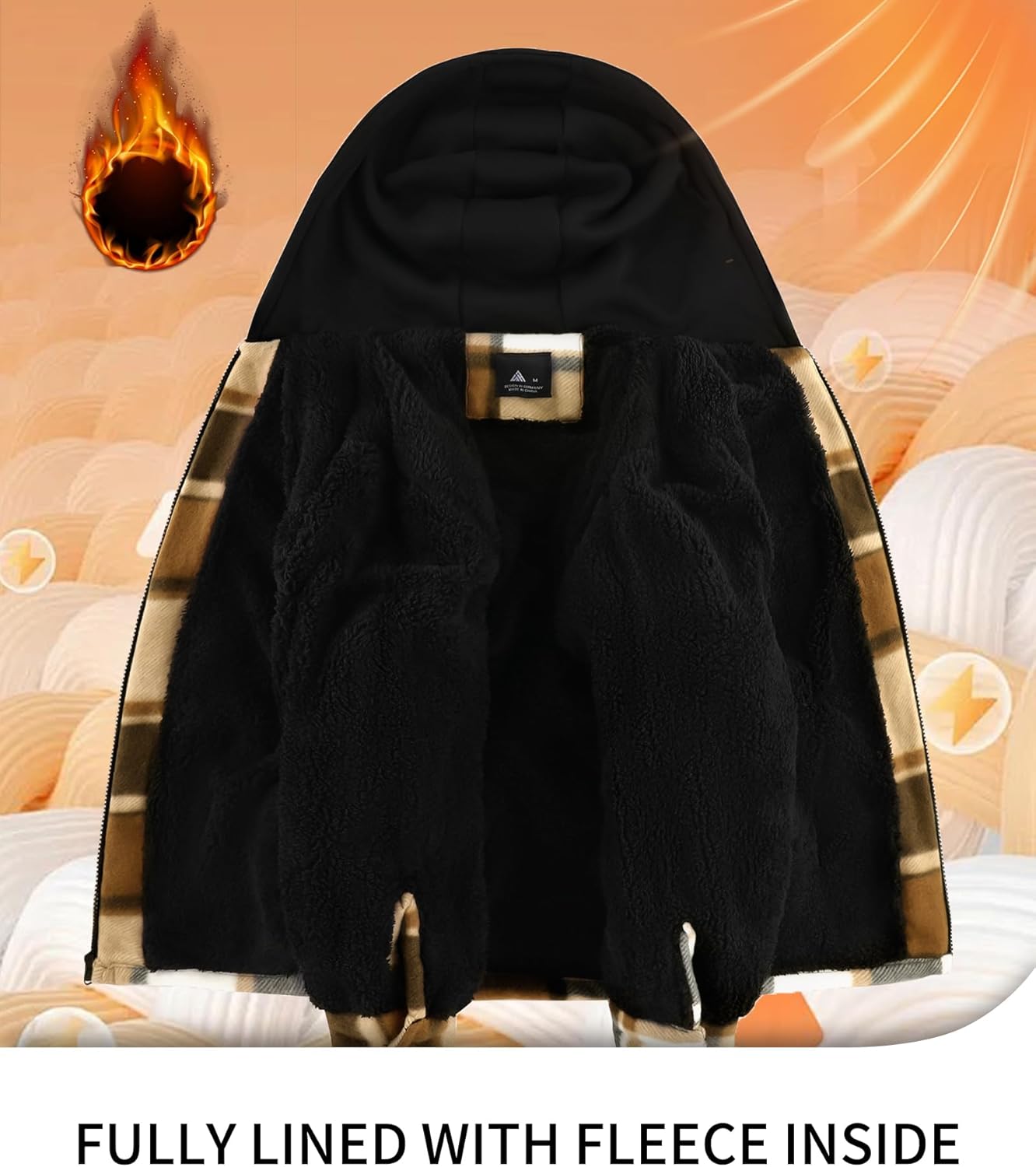 JACKETOWN Boys Fleece Jacket Kids Plaid Flannel Shacket Shirts Sherpa Hoodie Zip Up Sweatshirt Winter Coat 6-15 Years - Image 3