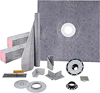 Vista 5 de VEVOR Kit de Bordillo para Ducha, 38"x60" Revestimiento de Bordillo para Ducha Impermeable con Brida de Unión Desplazada de ABS de 4", Rejilla