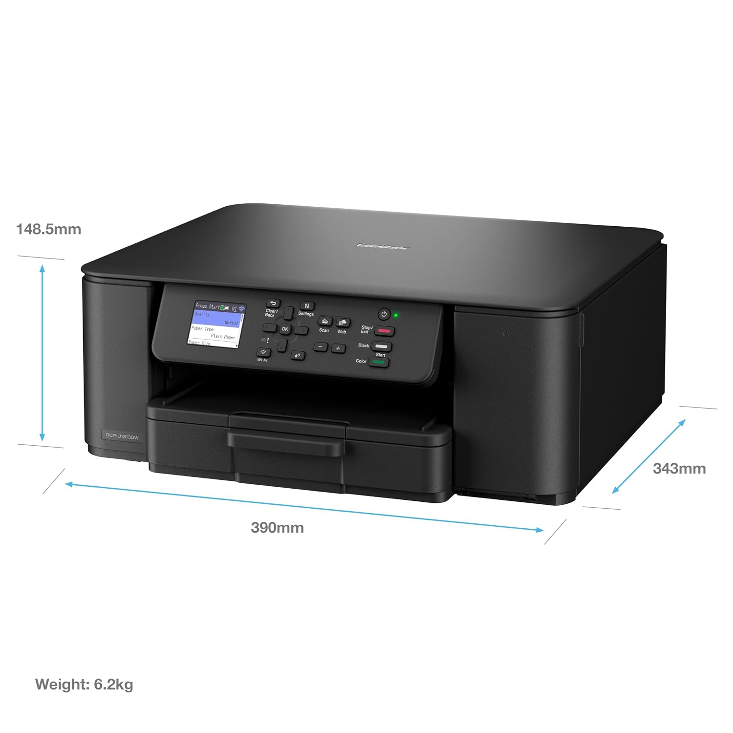Brother DCP-J1313DW Wireless, A4 Inkjet Printer|all-in-one (Print/Copy/Scan)|Wi-Fi/USB 2.0|A4|2-Sided Print|Photos|Inks|UK Plug - Image 3