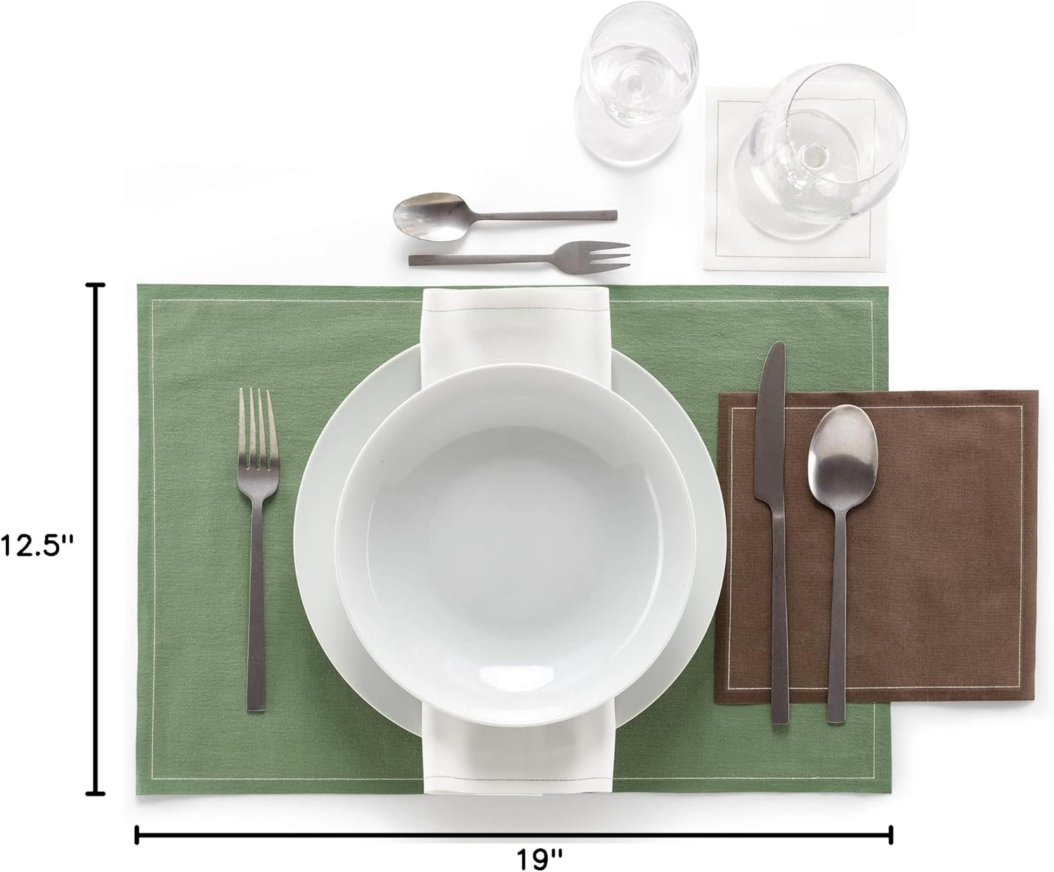 MY DRAP Placemats 48 x 32 cm / 19" x 12.5" - (12 Per Roll, Cotton Eucalyptus)