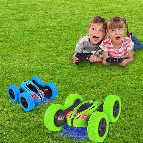Miniatura 4 de Paquete de 2 autos de acrobacias a control remoto para niños 24 GHz de alta velocidad vehículo de oruga de roca giratoria 360 4WD todoterreno de