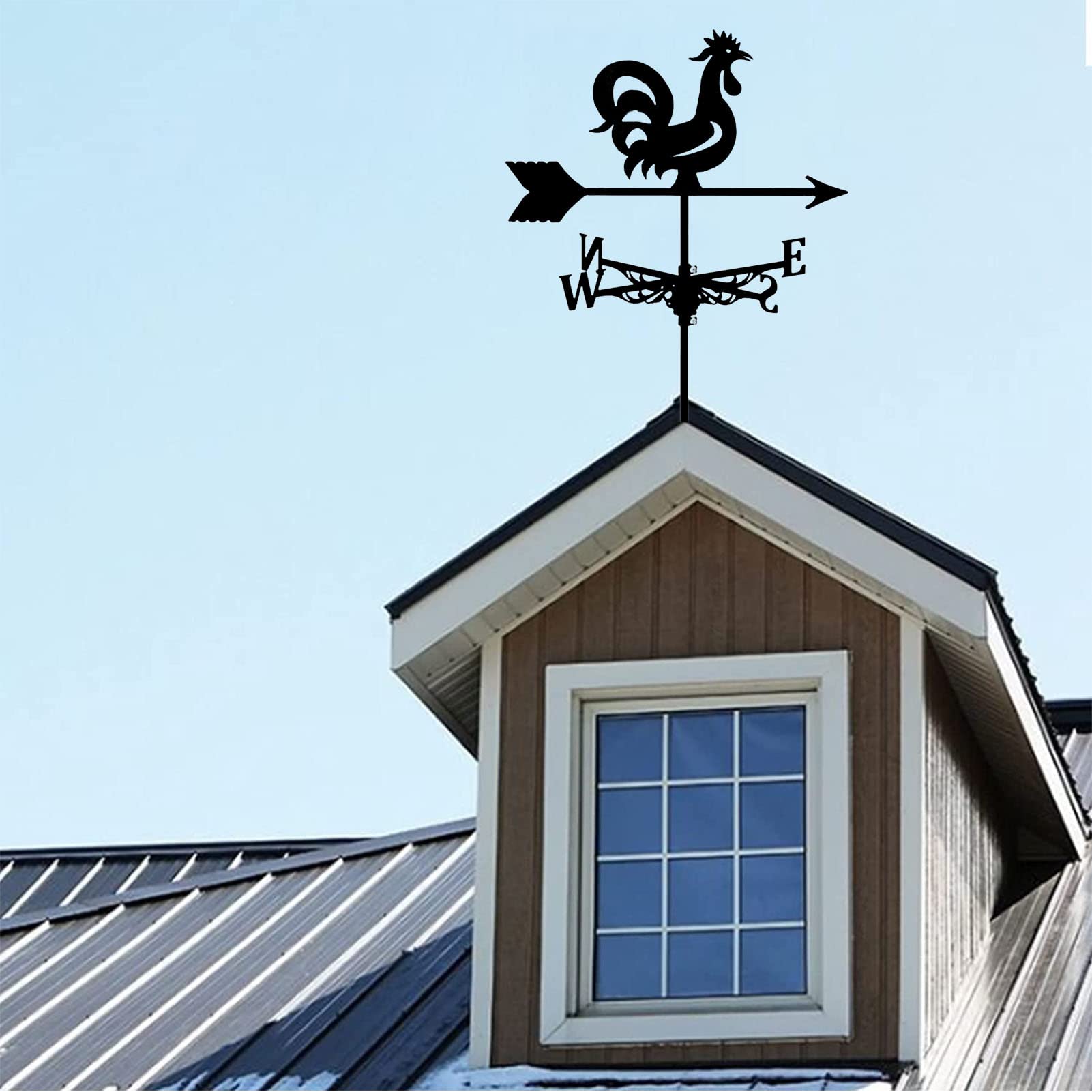 Banderuola Con Gallo Nero In Metallo - Decorazione Da Giardino Vintage In Acciaio Inox Per Esterni - Foto 14