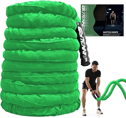 Miniatura 11 de Cuerdas de batalla negras - Cuerda de entrenamiento pesada de 1.5 pulgadas x 30 pies para gimnasio en casa