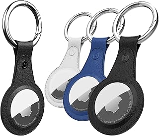 4 Pack Airtag Case for Apple AirTag, Protective PU Leather Keychain Tracker Cover with Air Tag Holder,Finder Items for Dogs,Keys,Backpacks,Multi-Color Airtag Accessories(Not Indclude Airtag)