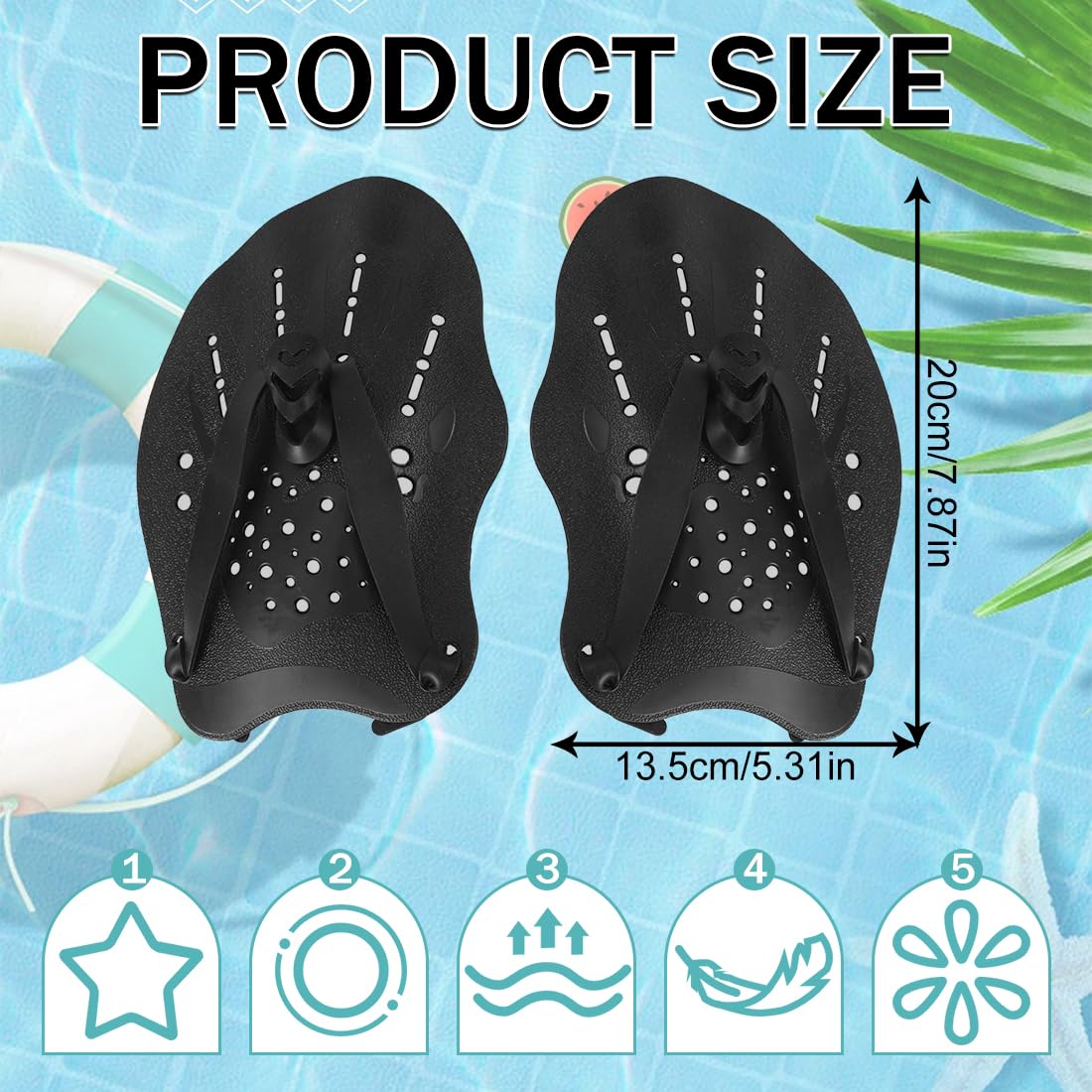 1 Coppia di Mano Paddles Nuoto, Swimmpaddel Adulti, Flossen Adulti, Swimmhilfe con Cinghie Regolabili, Flossen für Swimmer, Per il Nuoto, Accessori per l'Allenamento per Adulti Unisex