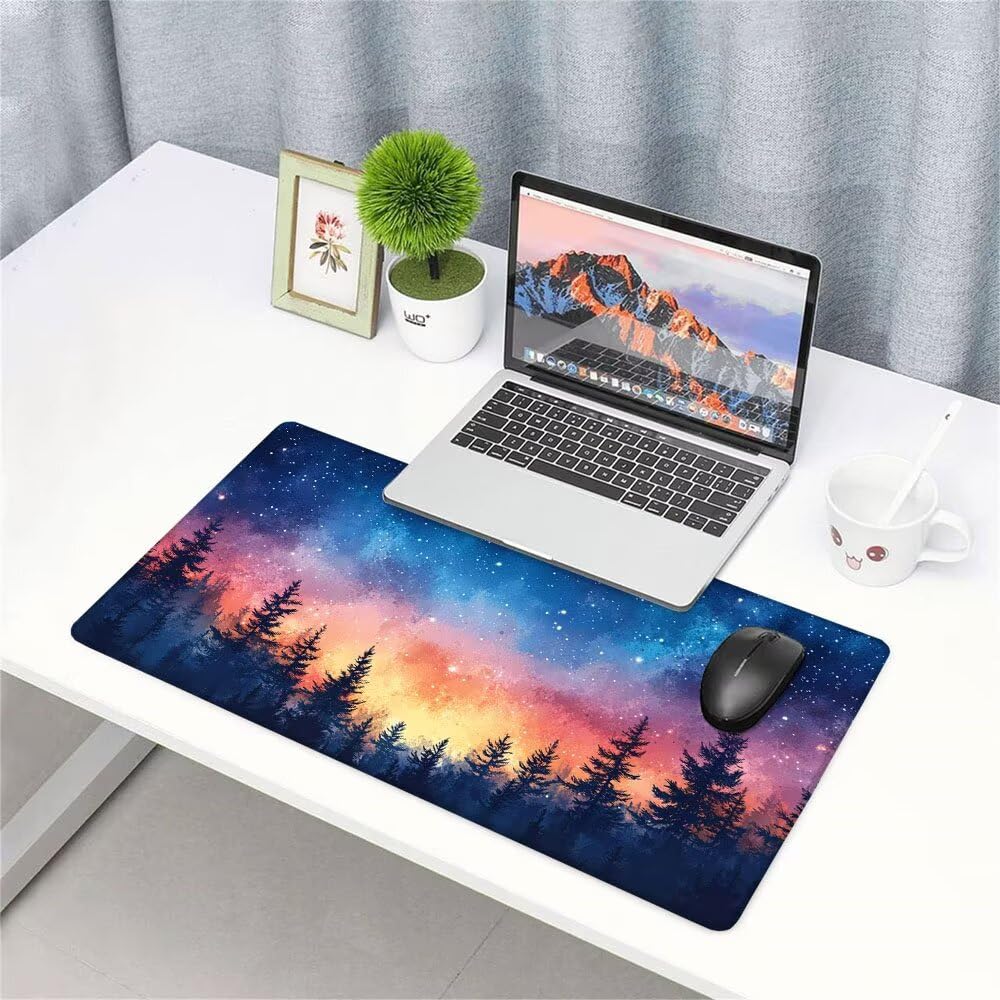 Alfombrilla de Mouse para Juegos, Blu, XXL, Antideslizante, Impermeable, Diseño de Cielo stellato, Extendido, Grande, 1400x600x3mm, para PC, Laptop, Ufficio, Famiglia d-860