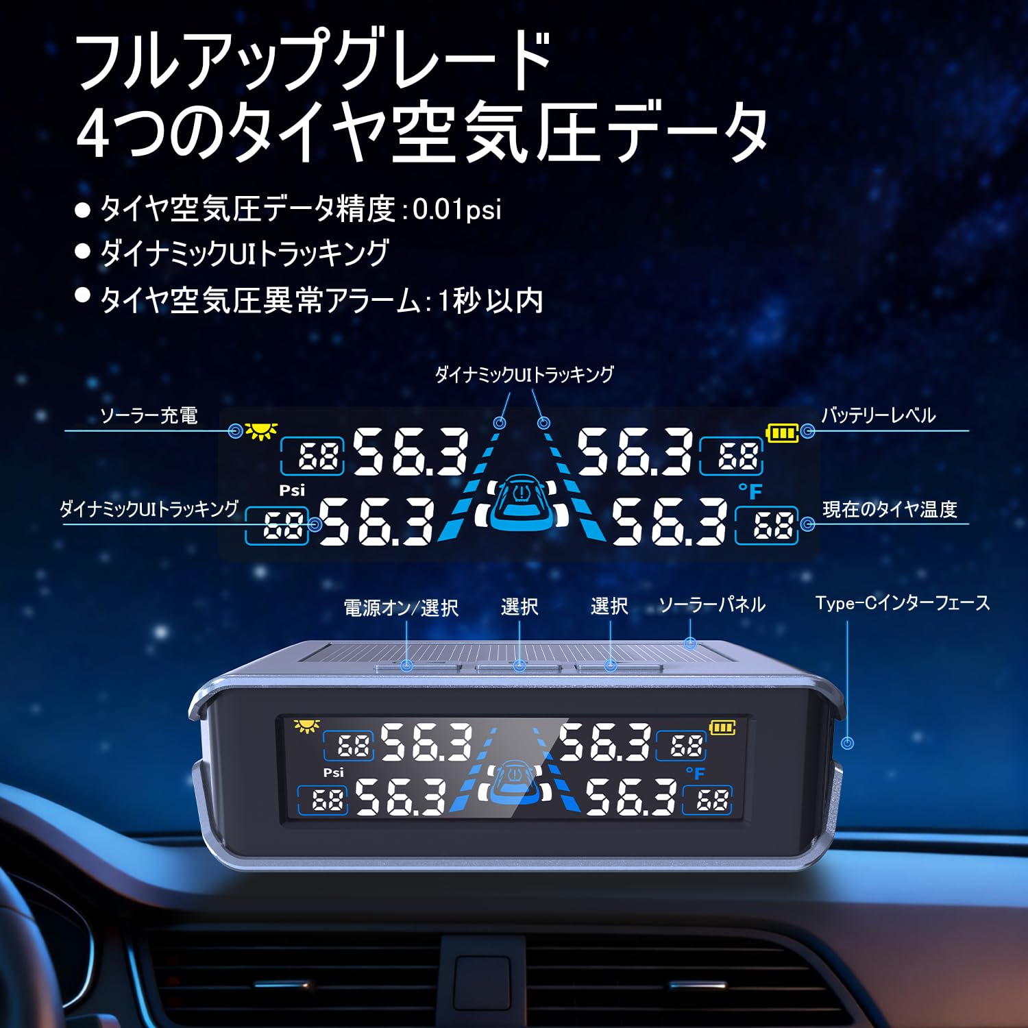 Amazon.co.jp: Stynxro タイヤ空気圧センサー タイヤ空気圧モニター 車