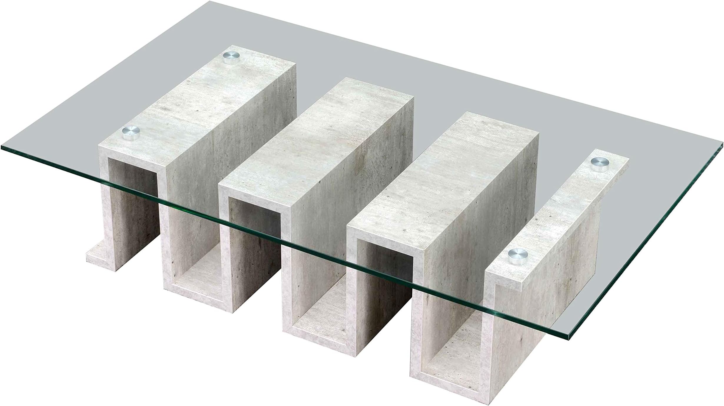 "harmonious Concrete Finish cm. Model Coffee Table'100 x 60 High Quality H27 in Chipboard Melamine with glass top. Italian entirely Product.