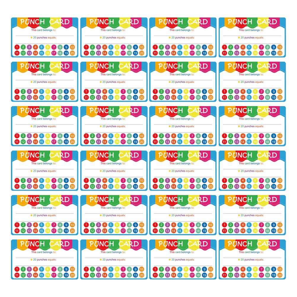 Warmhm Cartoon Reward Punch Cards 50Pcs for Classroom Incentive Motivation Behaviour Hole Punch Cards for Kids Teaching Tools for School Encouragement