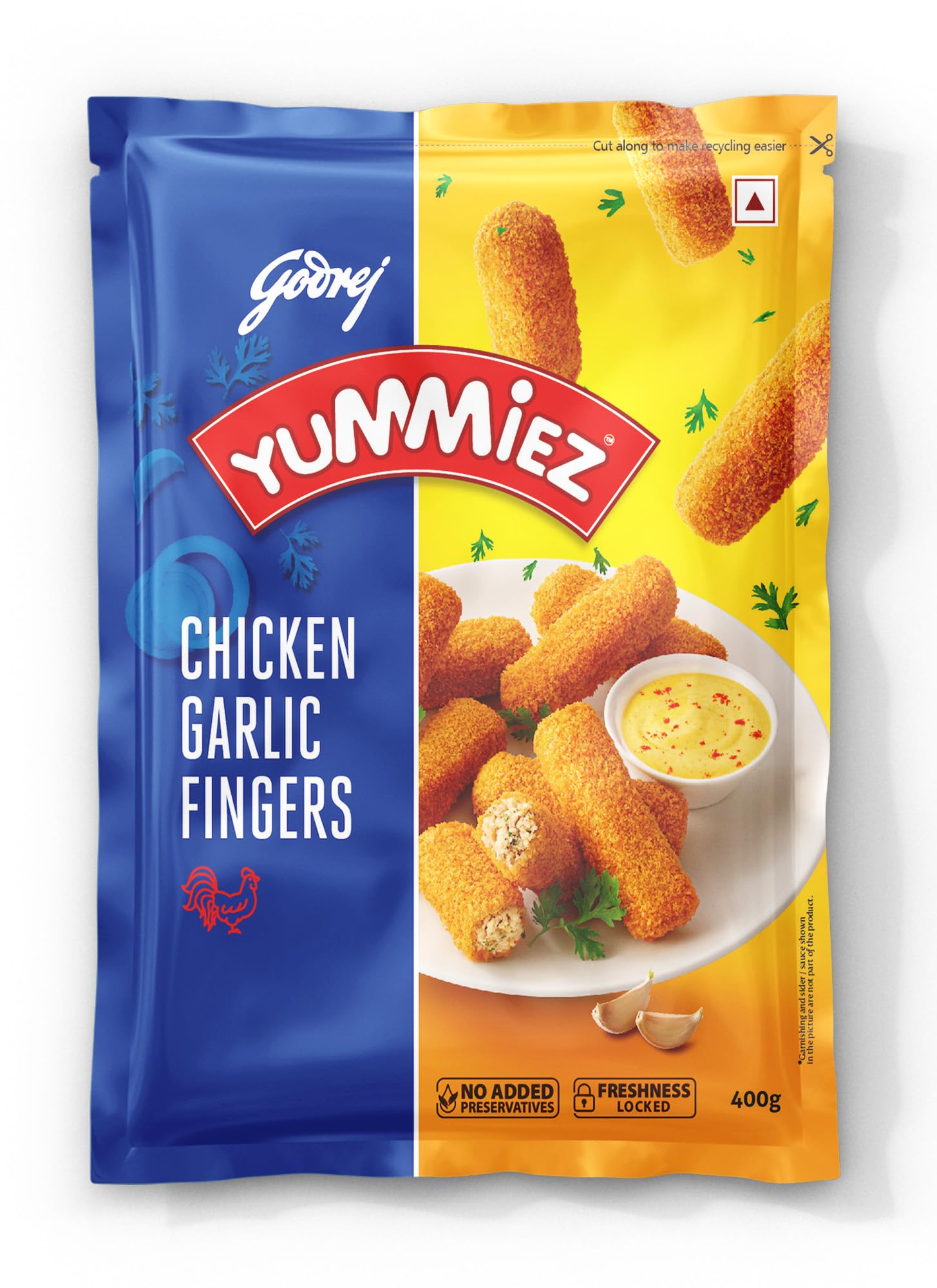 Godrej Yummiez Chicken Garlic Fingers Pouch, 400 g