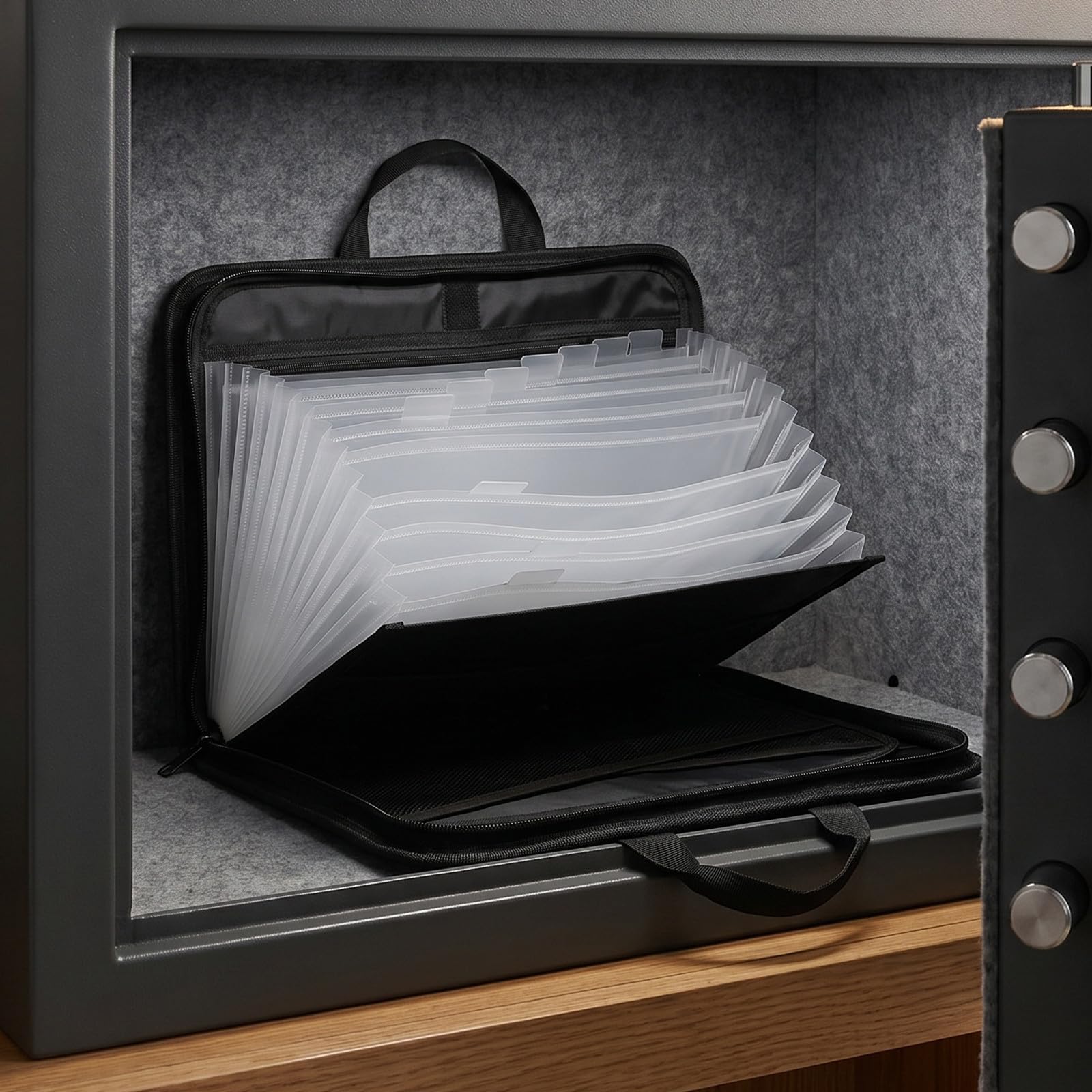 Bolsa Organizadora de Archivos Resistente al Calor con Gran Capacidad Plegable, con Asa y Construcción de Tres Capas, Adecuado para Oficina y Viaje