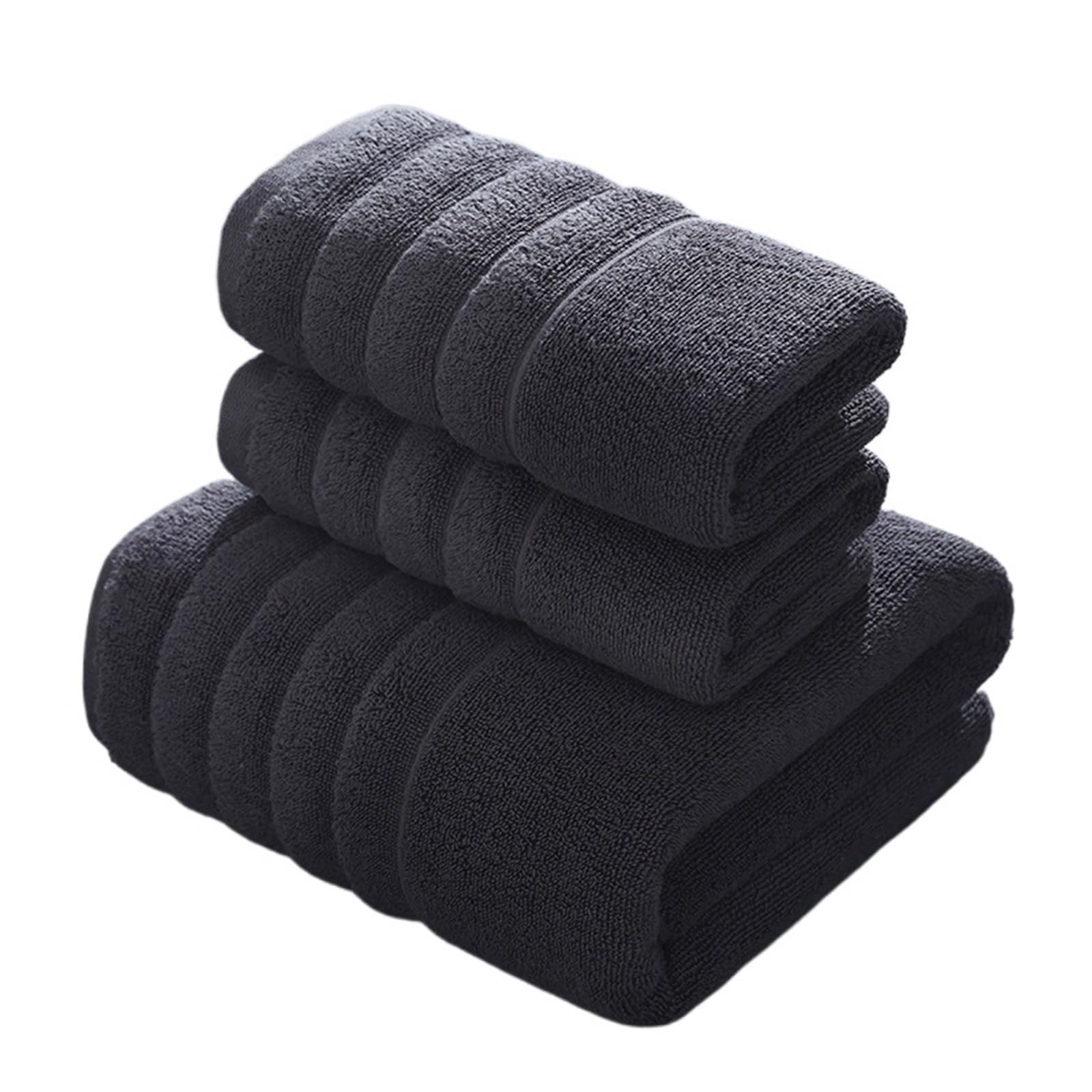 Juego de toallas de baño algodón EDQPLL set de 3 piezas absorbentes color gris oscuro