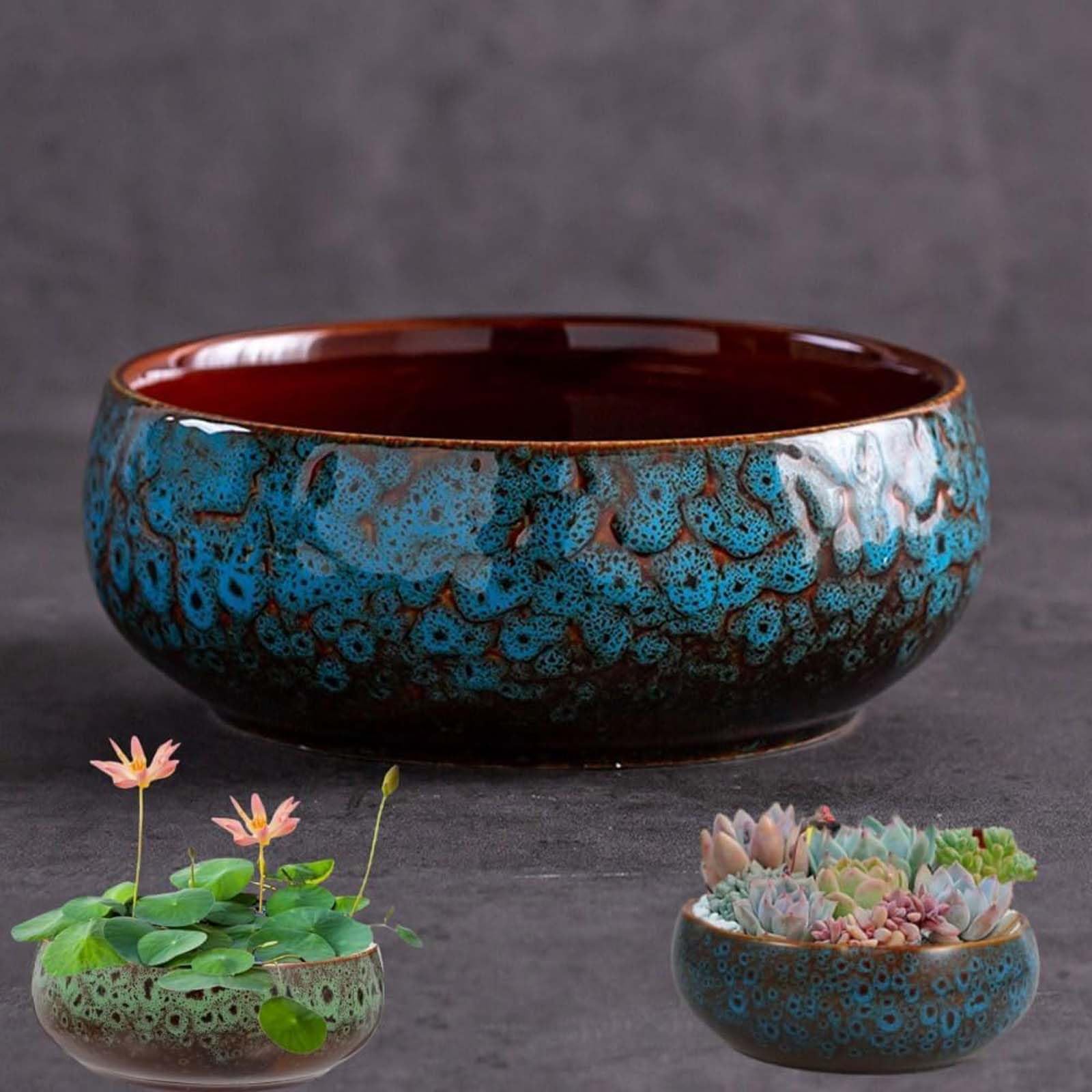 Lotus Bowl Planter, Ceramic Lotus Flower Bowl, Lotus Bowl, Lotus Bowls for Planting in Water Indoors, Lotus Pots for Water Plants, Applicable to