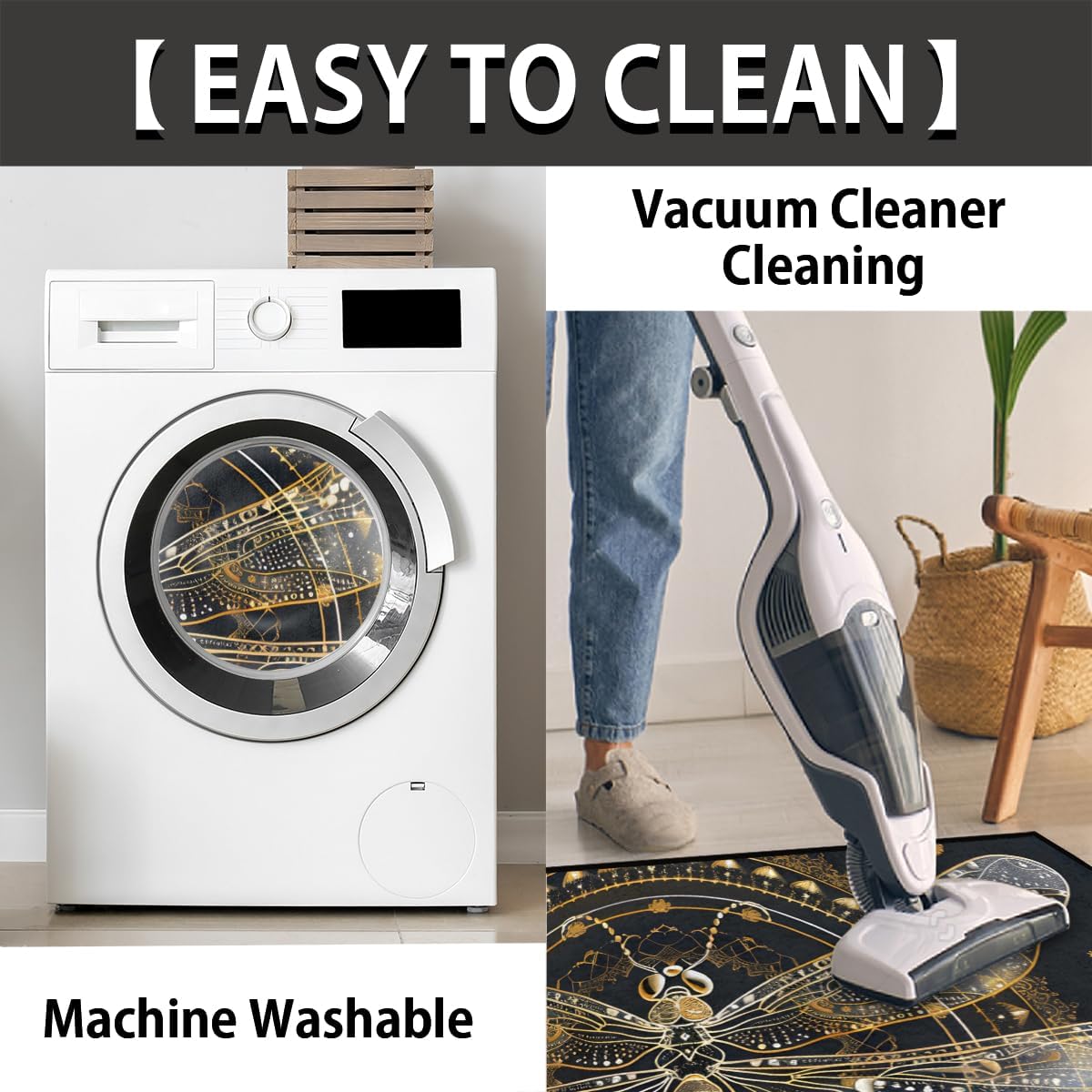 Indoor Doormat Boho Mandala Dragonfly Half Round Door Mat, Non-Slip Absorbent Entrance Welcome Mat, Front Porch Decor Mats Low-Profile Entryway Doormat Kitchen Fireplace Floor Mat,A-5