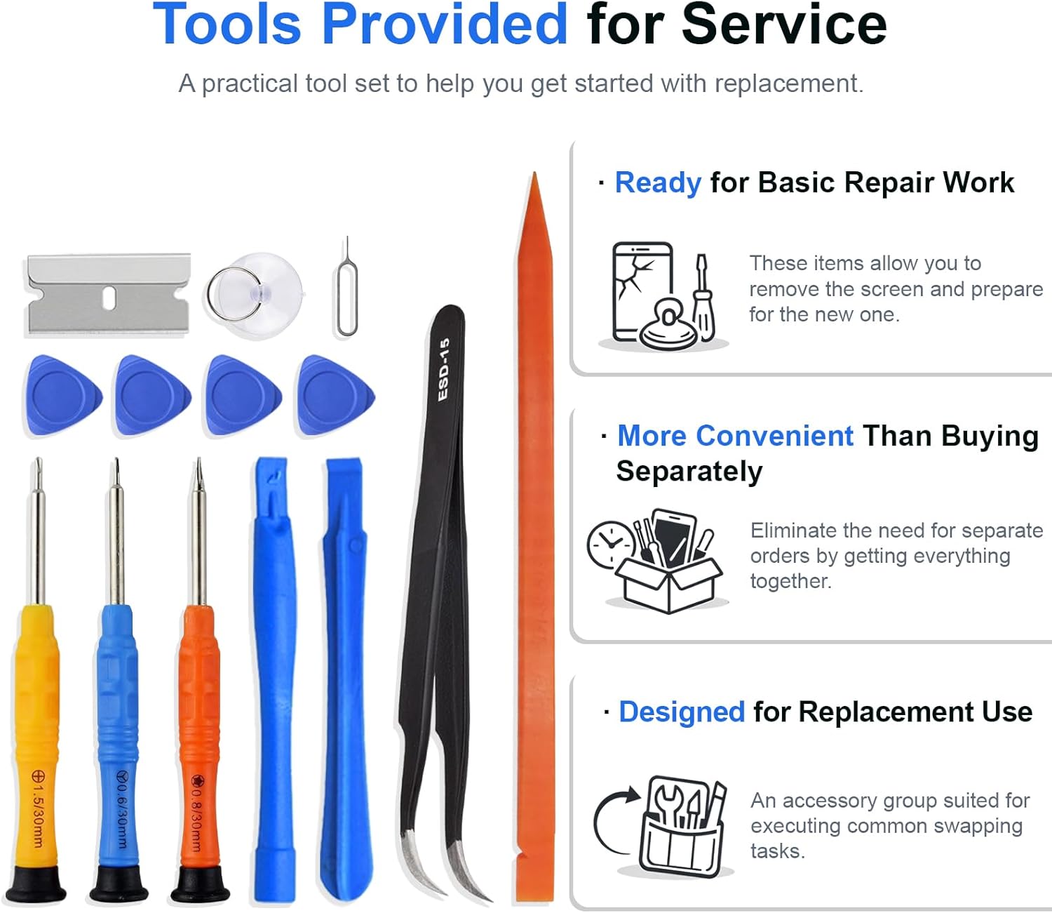 Screen Replacement for iPad Pro 11 3rd Gen 11 Inch 2021, Glass Digitizer No LCD, Supports Pencil, Pre Installed Adhesive, OCA, Tools, Models A2377, A2459, A2301, A2460 Black