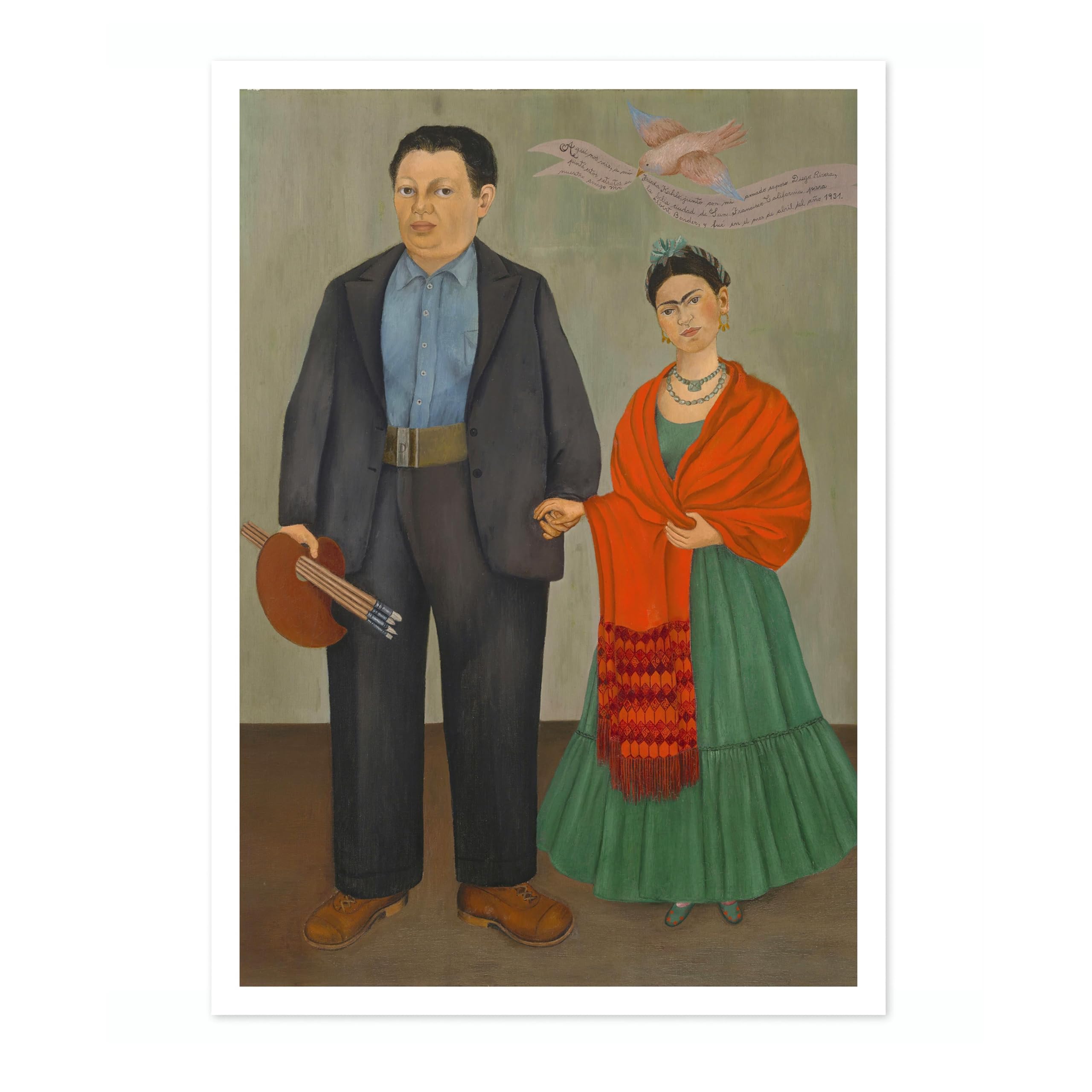 Frieda & Diego Riviera Frida Kahlo Poster, Classic Art Painting Print, Art Exhibition Neutral Wall Art, Vintage Minimalist Home Decor Picture, A2 (Print Only) - 59.4x42cm