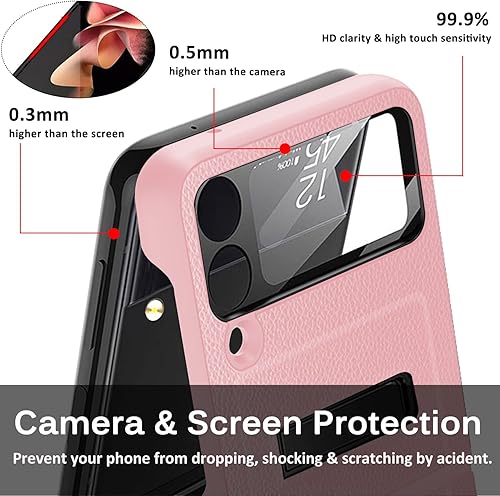 Miniatura 3 de Miimall Funda compatible con Samsung Galaxy Z Flip 3 con protector de pantalla, protección de bisagra y soporte magnético, funda ultradelgada de