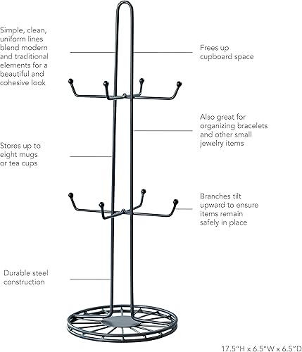 Miniatura 3 de Spectrum Yumi - Organizador de 8 tazas de café, organizador de cocina, soporte de metal para tazas de café, soporte para tazas de café espresso,