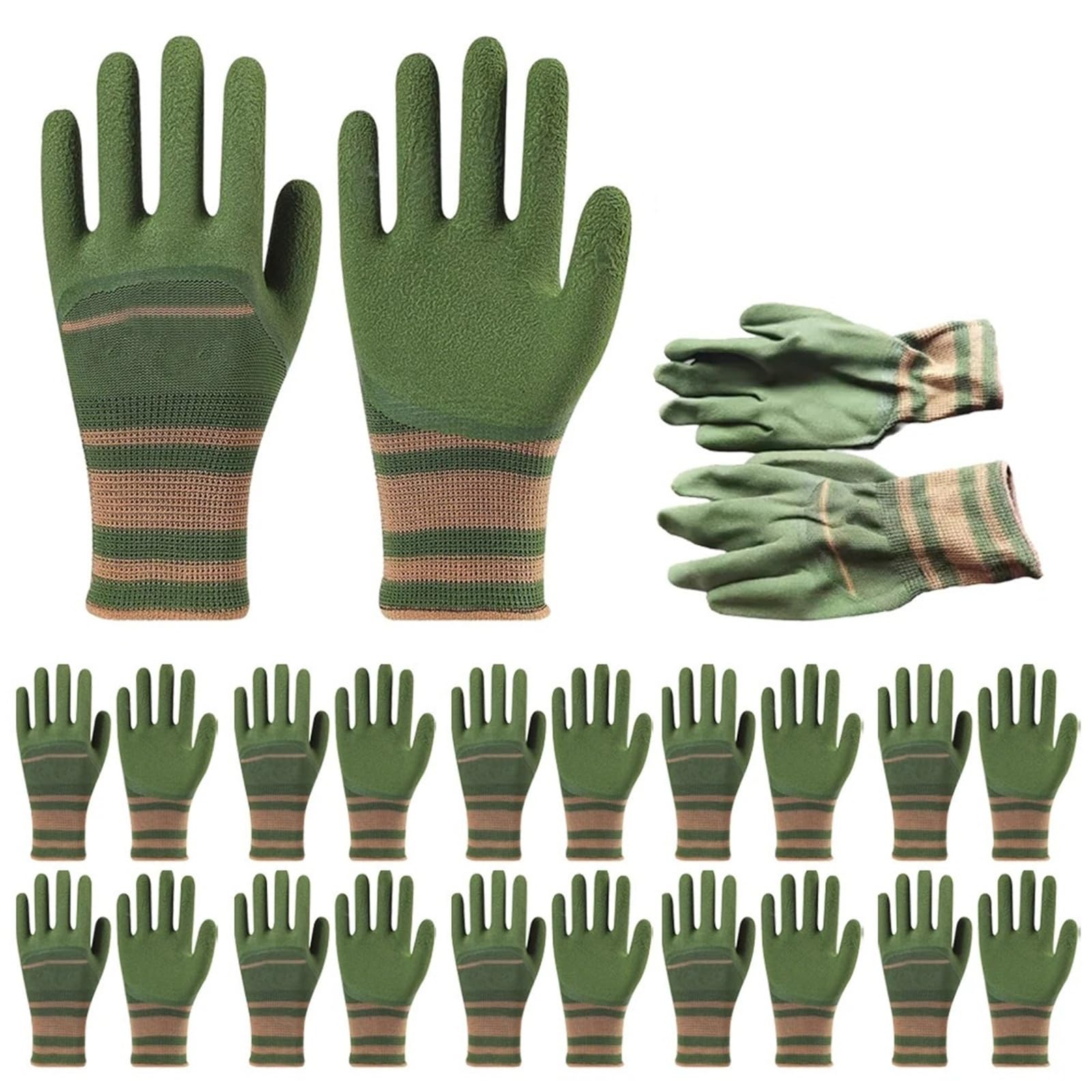 Genérico Guantes de trabajo de jardín verdes fluorescentes, spandex de nailon con espuma de nitrilo for cultivar un huerto y plantar(4 pairs)
