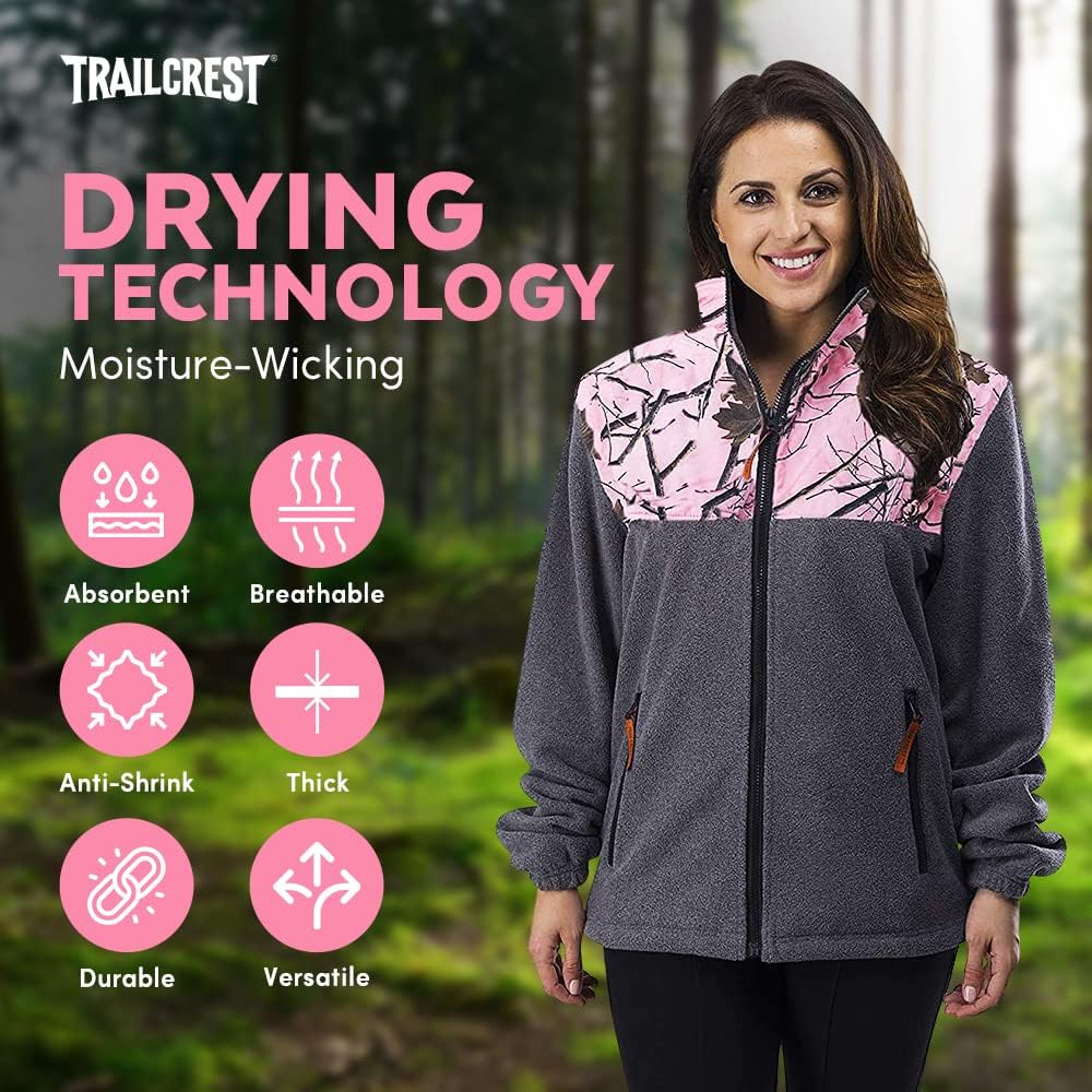TrailCrest by Treel Women's Classic Fit Polar Soft Fleece Full Zip Jacket - Image 6