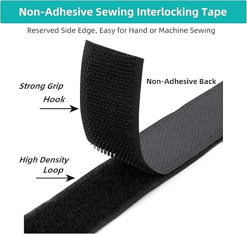 Miniatura 4 de Cinta de gancho y bucle para coser de 1.5 pulgadas de ancho, 16.4 pies no adhesivas, tiras de gancho y bucle para coser en la parte trasera, cierre