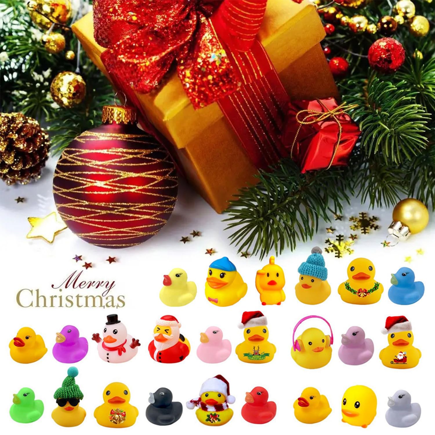 Calendario Avvento 2025 Con 24 Paperelle Di Gomma - Giocattoli Da Bagno E Sorprese Quotidiane Per Bambini, Regalo Di Natale