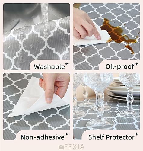 Miniatura 5 de 2 rollos de forros de gabinetes para estantes y cajones, 12 pulgadas x 5 pies (60 pulgadas), no adhesivos para revestimientos de armarios de