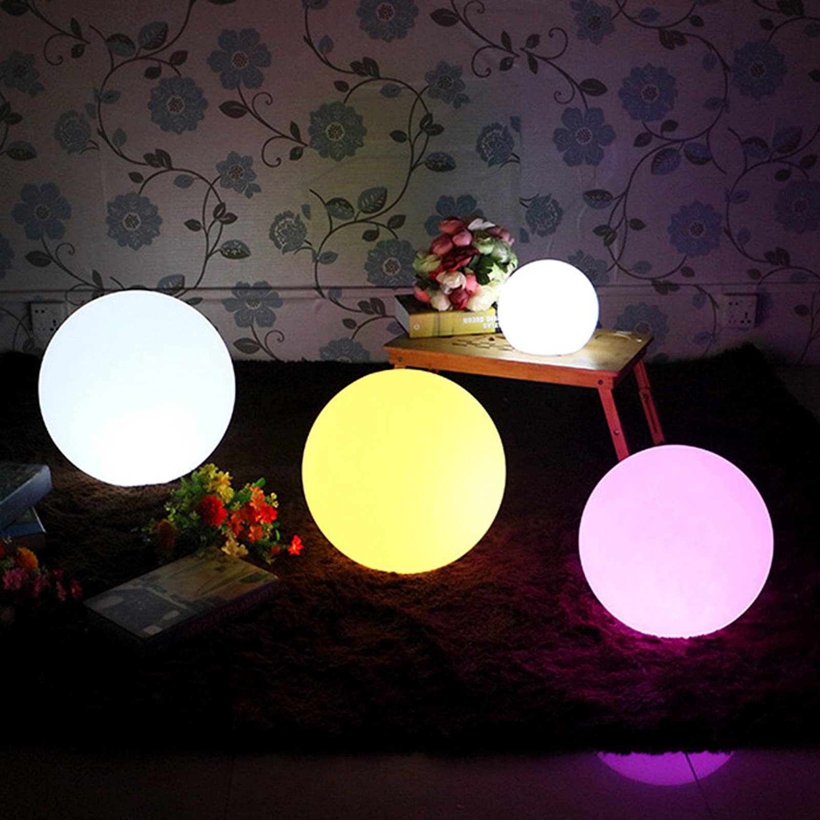 Luce Notturna, Lampada Rotonda a LED Luce a Sfera RGBW con Telecomando a 24 TastiLuce da Tavolo a 4 Modalità Dimmerabile a 16 Colori per Camere da Letto Soggiorno Ufficio Bar Locali Notturni