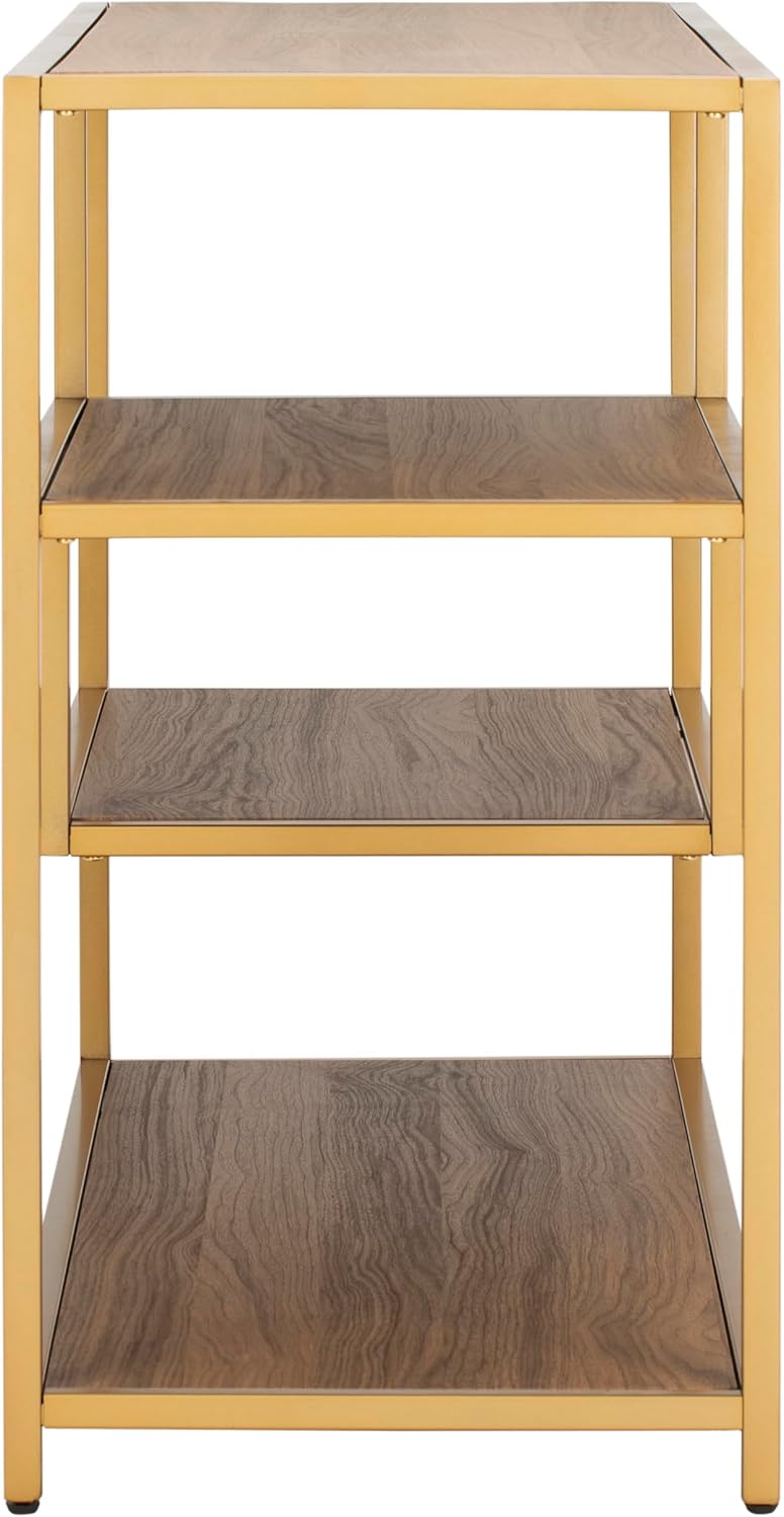 Safavieh Home Reese Mid-Century Modern Walnut and Gold Console Table