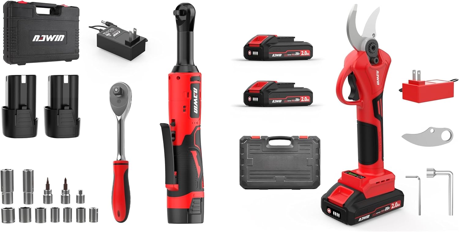 NAWIN 16.8V Electric Extended Ratchet Wrench + 40mm Electric Pruning Shears