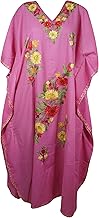 Pink Kaftan Dress for Women Loose Caftan Housedress Hostess Maxidress, L-2X