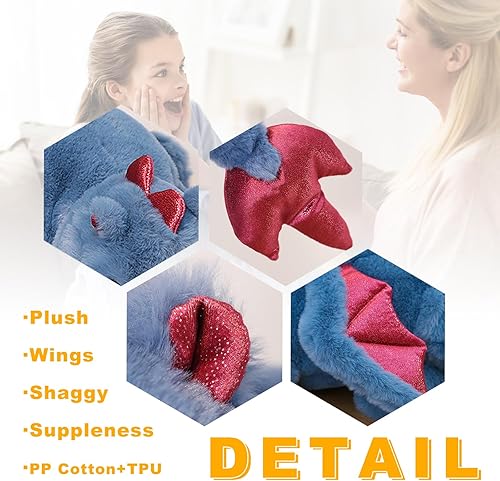 Miniatura 9 de Animales de peluche con peso de 40 pulgadas, 2 libras, lindo dragón de peluche, juguete de dinosaurio con peso para niños y adultos, regalo o