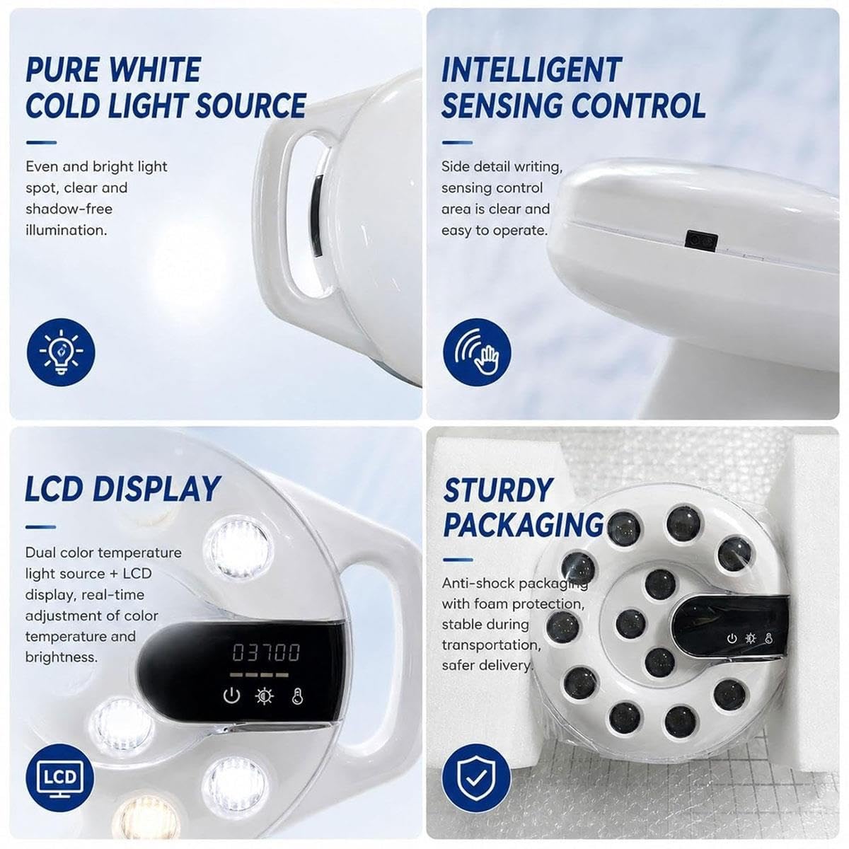 Lampa stomatologiczna LED badań chirurgicznych,wyświetlacz LCD i 12 świateł