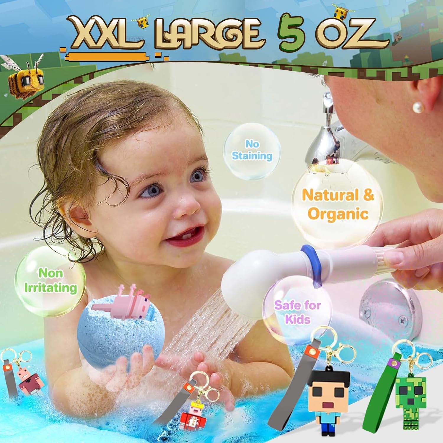 Bath Bombs for Kids: Build My Own World Dig a Bath Bombs with Toys Inside, Organic Bath Bomb Rich in Natural Essential Oils, Kids Bath Bomb Gift Set for Dry Skin Moisturize, Easter Basket Stuffers