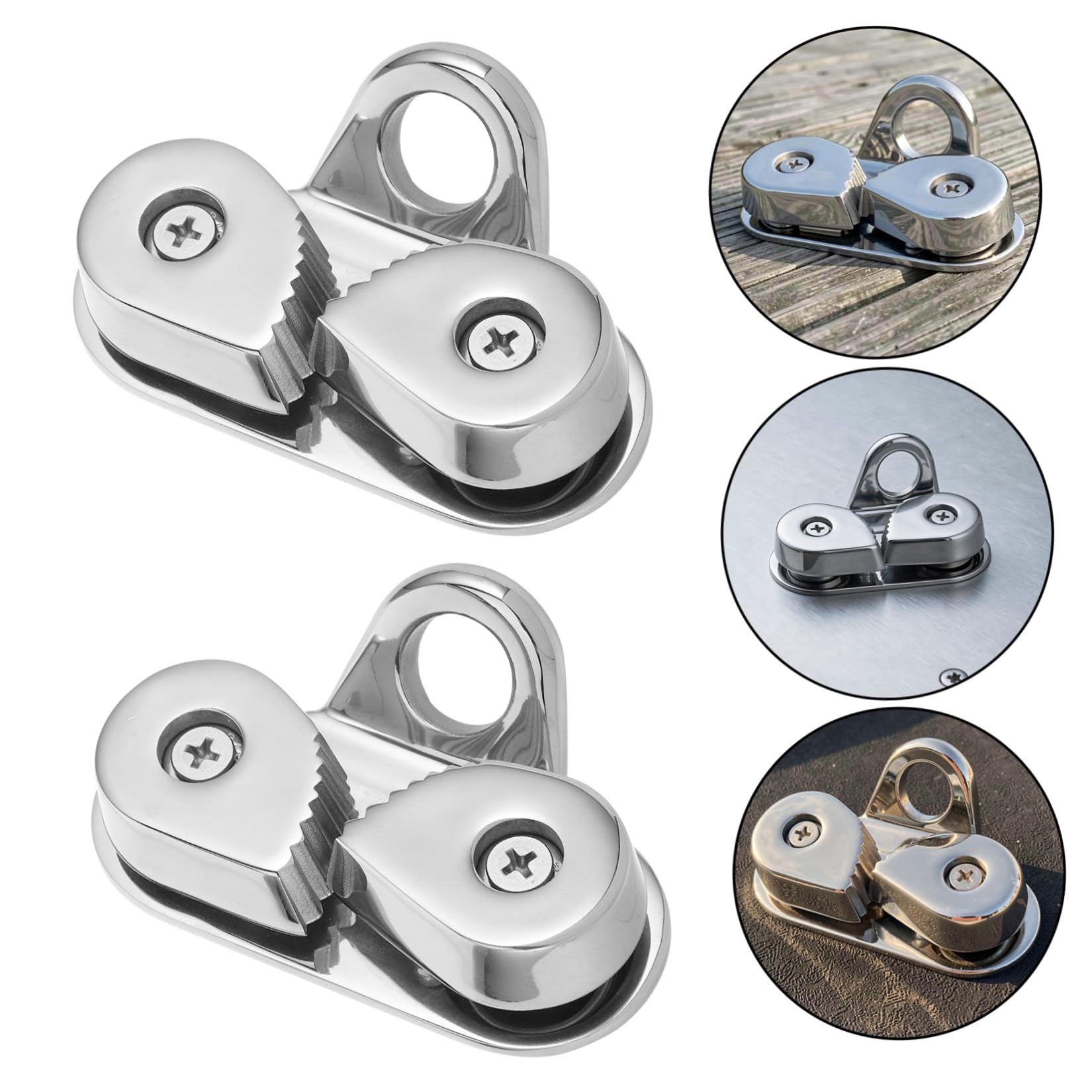 2 Pezzi Clip Corda Marino con Guida, Acciaio Inossidabile Argento | Barche e Yacht, Fissaggio Affidabile, Due Viti Autofilettanti Incluse, Equipaggio