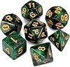QMAY DND Dice Polyhedral Dice Set - 7 Pieces for Dungeon and Dragons MTG RPG D&D D20, D12, D10, D%, D8, D6, D4 (Black and Green)