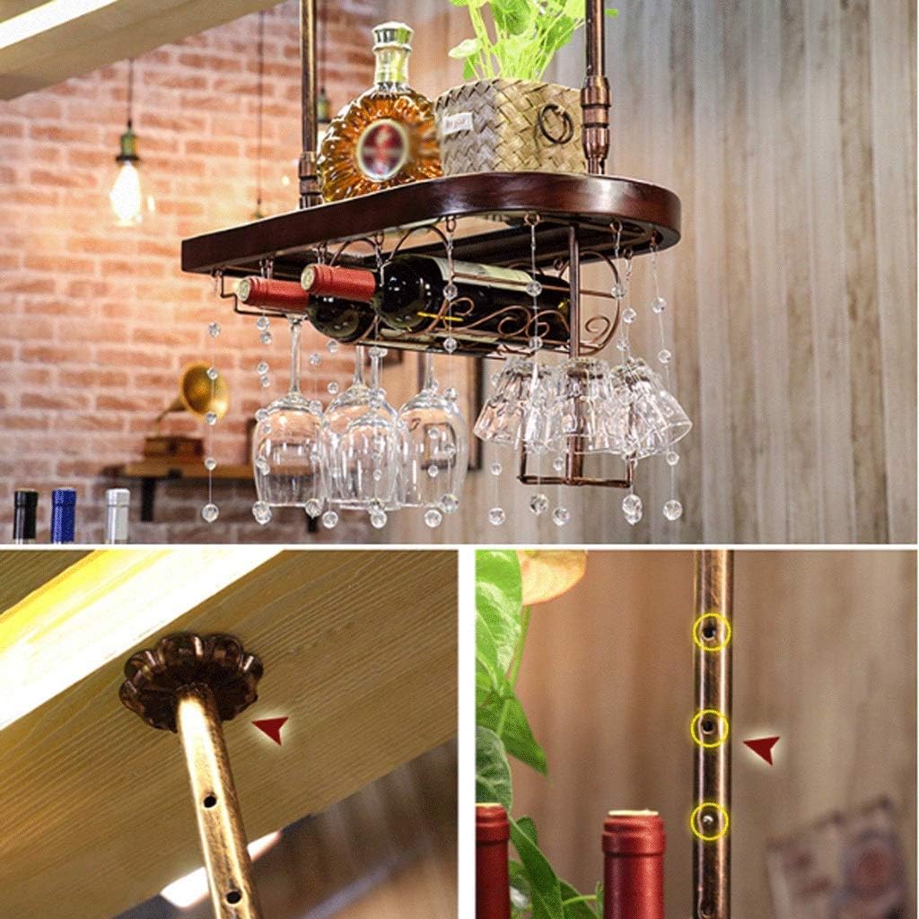 Bottle Rack, Wine Rack, Wall Shelf, Wine Glass, Hanging Bottle Holder, Retro Upside Down Stemware Holder (B 60 cm)