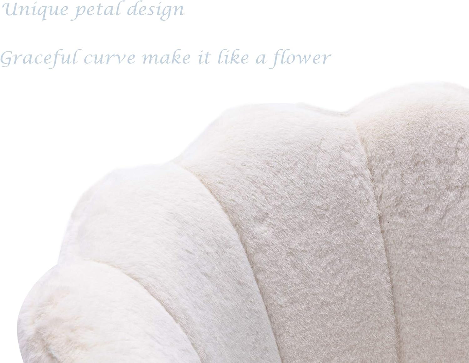 Kmax Fur Accent Chair for Living Room/Bed Room, Upholstered Mid Century Modern Cute Vanity Chair with Gold Metal Legs, Guest Chair, Leisure Arm Chair - White