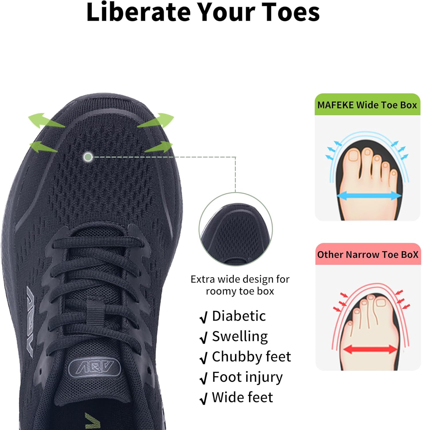 MAFEKE Womens Wide Walking Shoes Arch Support Orthotic Plantar Fasciitis Tennis Sneakers Wide Width Comfortable Breathable Shoe for Foot Pain Relief Black US 10.5 - Image 4